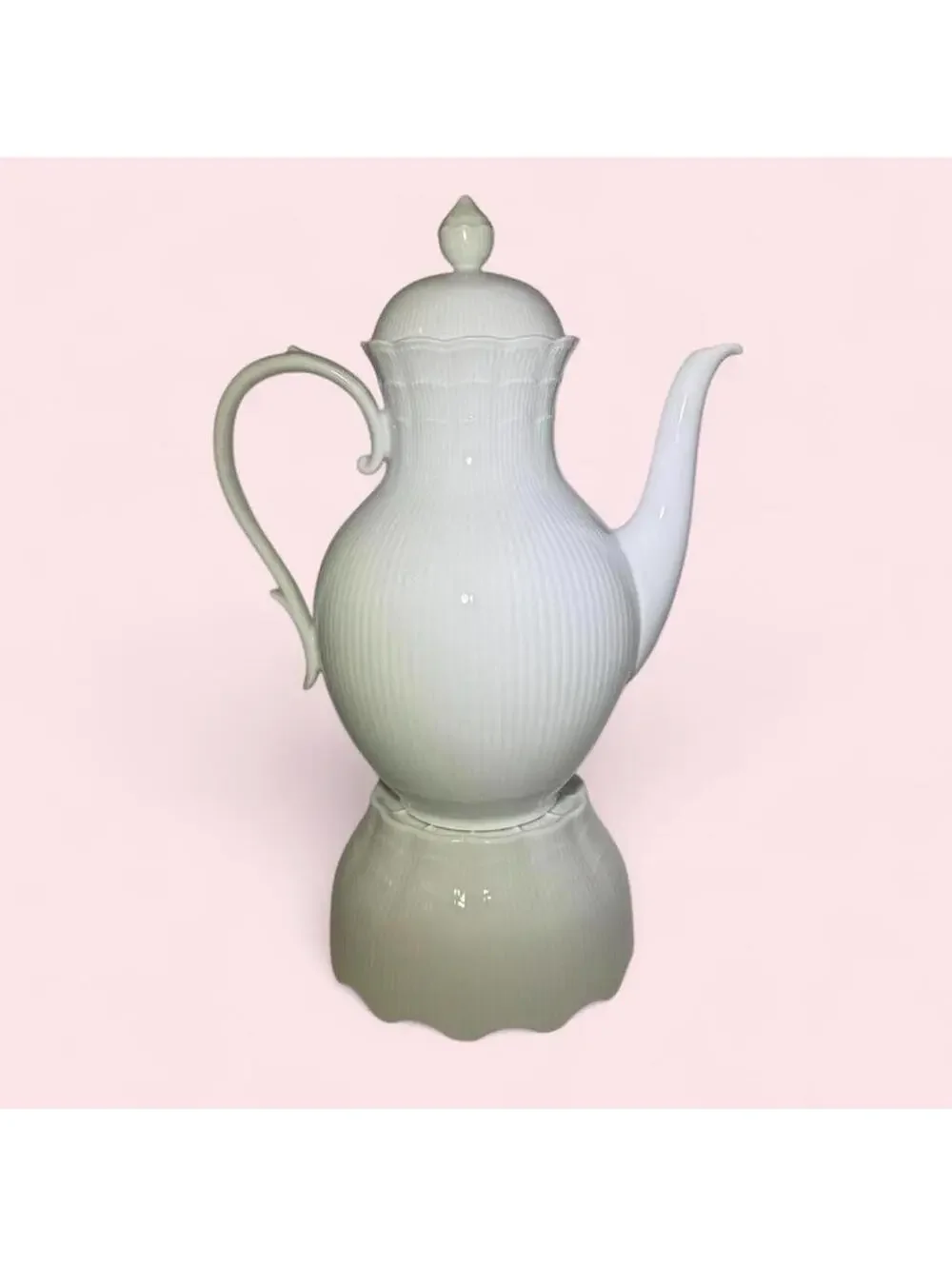 Vintage AK Kaiser Romantica White Porcelain Tea Coffee Pot Matching Base